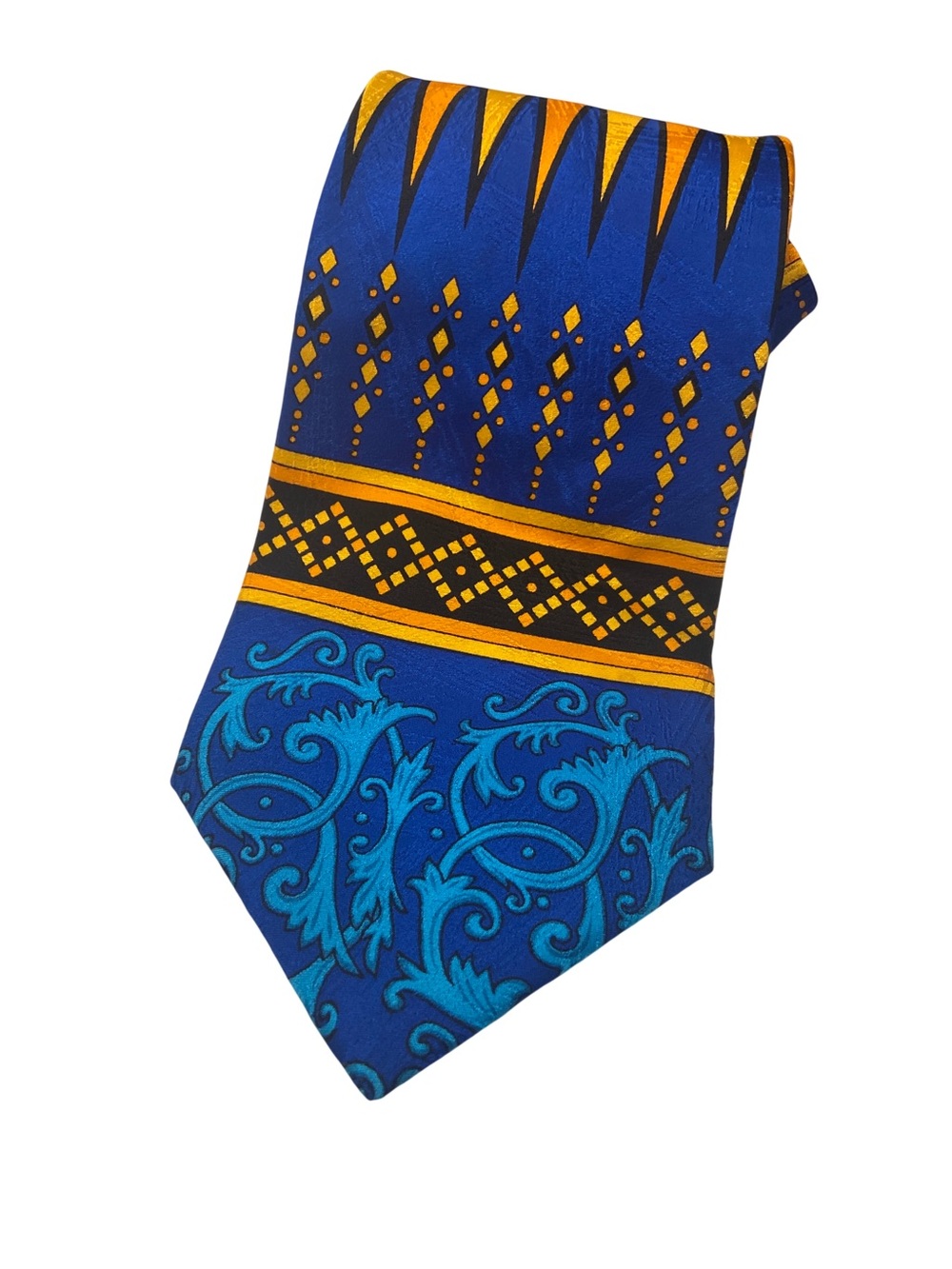 VTG Rush Limbaugh No boundaries Collection Silk Tie 'Persia' Blue Gold & Black